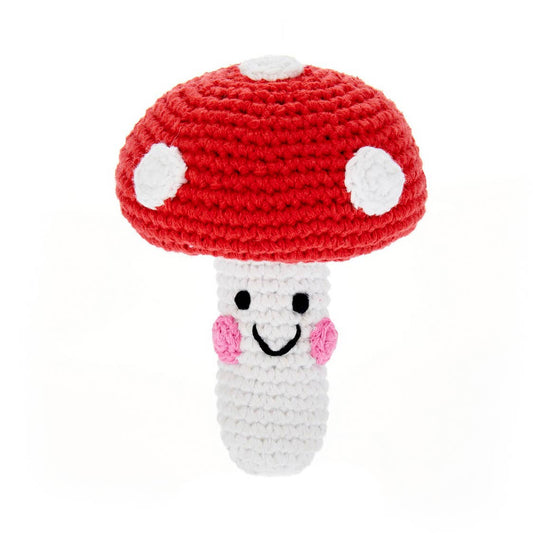 Yarn Rattle - Red Mushroom