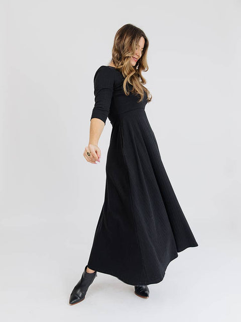 Maxi Dress - Mumbai Black Rib Knit