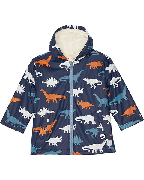Color Changing Raincoat - Dino Silhouettes (Sherpa Lined)