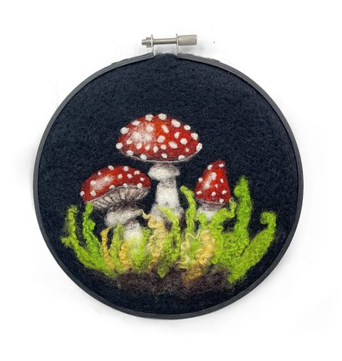 Needle Felting Kit - Toadstools in a Hoop