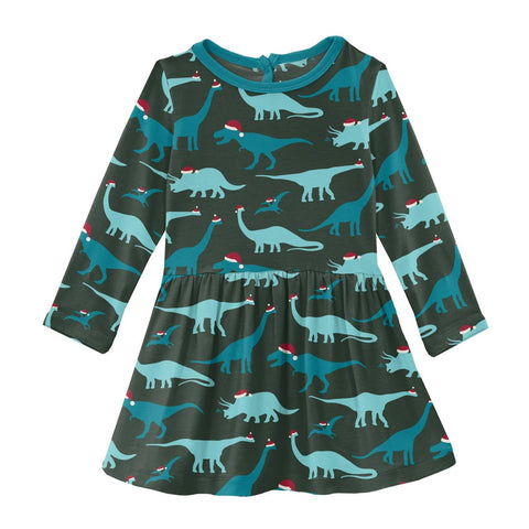 Last One - Size 2T: Twirl Dress - Santa Dinos