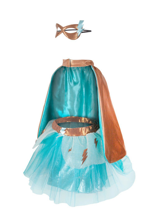 Dress Up - Super-Duper Cape, Tutu & Mask (Teal & Bronze)