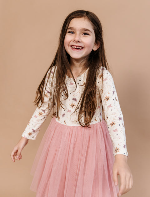 Last One - Size 2T: Tulle Tutu Dress (Long Sleeve) - Boho Celestial