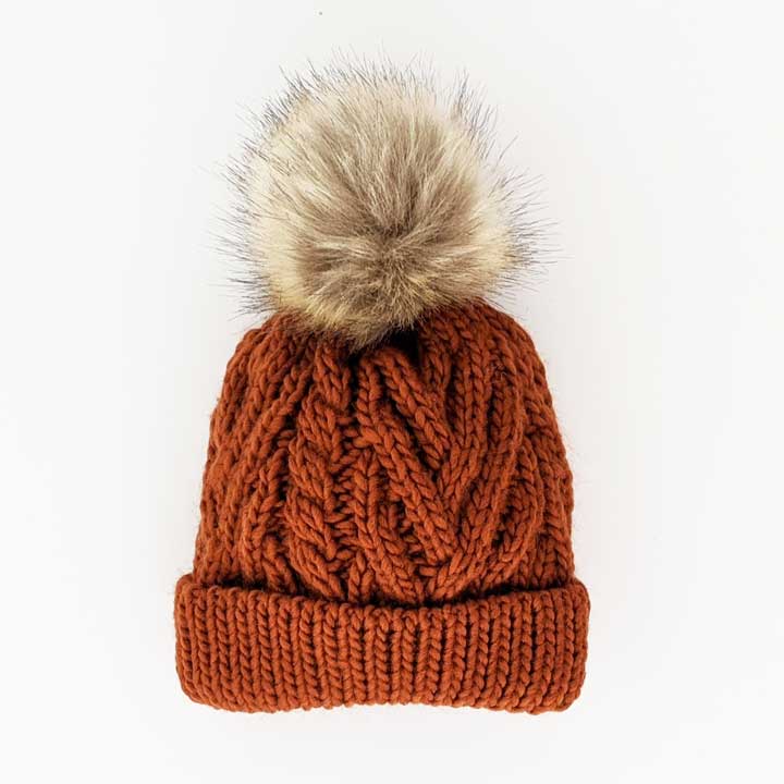 Hat (Knit Beanie) - Chili Pop Pom Pom