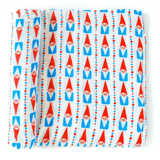 Swaddle - Gnome Blue Red Muslin