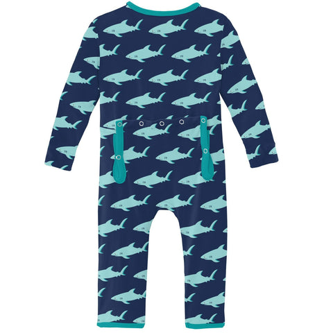 Coverall (Snaps/Zipper) - Flag Blue Sharky