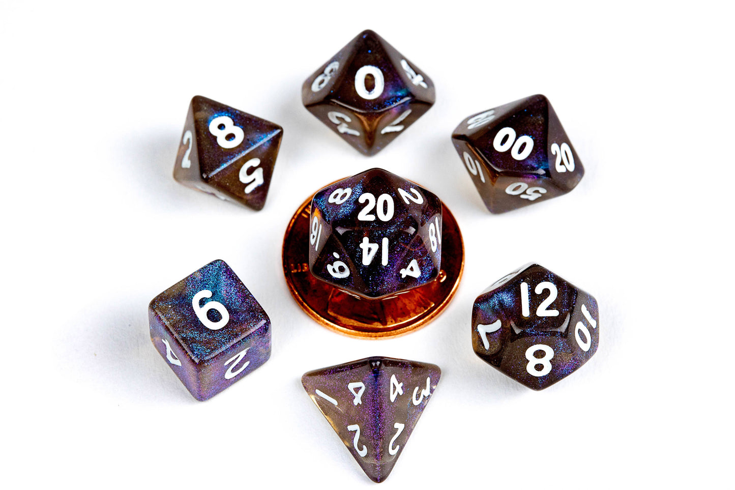 Polyhedral Dice Set - 10mm Mini Dice (Stardust Galaxy)