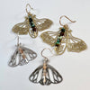 Earrings - Large Peppered Moth (Moonstone/ Silver Tone)