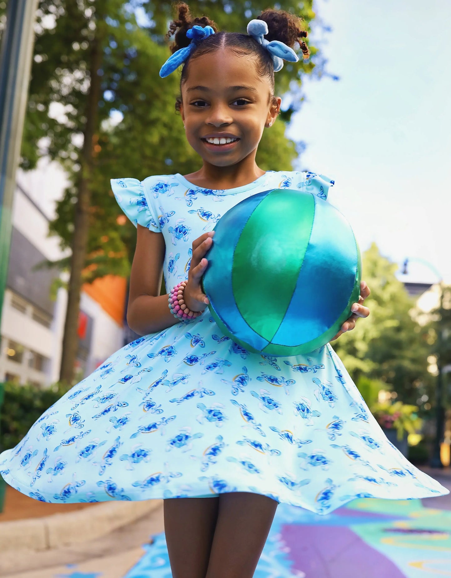 Skater Dress (Ruffle Cap Sleeve) - Baby Sea Turtles