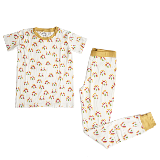 2 Piece Pajama (Short Sleeve) - Rainbow Neutral