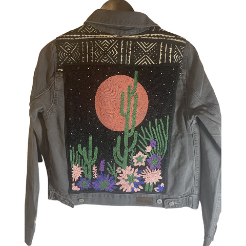 Denim Jacket - Hand Beaded Desert Night