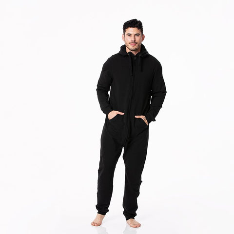 Adult Fleece Jumpsuit with Hood - Midnight