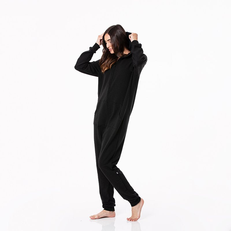 Adult/Men's Fleece Jumpsuit with Hood (Long Sleeve) - Midnight