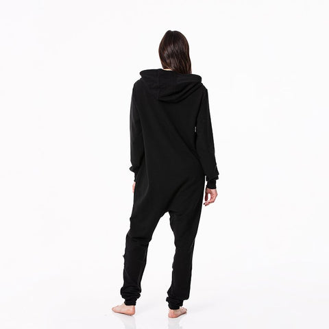 Adult Fleece Jumpsuit with Hood - Midnight