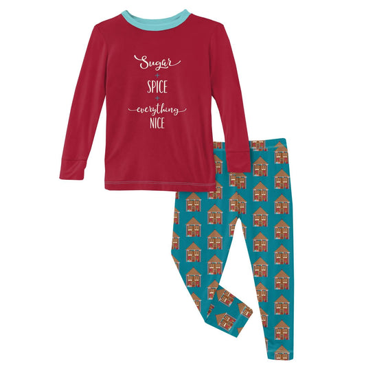 2 Piece Pajama Set (Long Sleeve) - Bay Gingerbread with Graphic Top