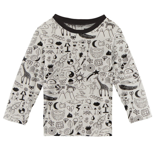Last One: 2T - Crew Neck Tee (Easy Fit + Long Sleeve) - Doodles