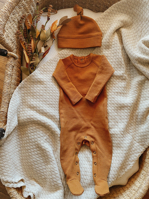 Footie Raglan (Corduroy) - Butterscotch