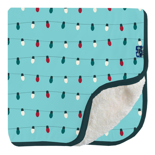 Stroller Blanket with Sherpa Lining - Iceberg Holiday Lights