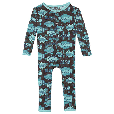 Coverall (Snaps/Zipper) - Midnight Comic Onomatopoeia