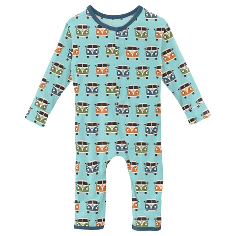 Coverall (Snaps/Zipper) - Summer Sky Vintage Van