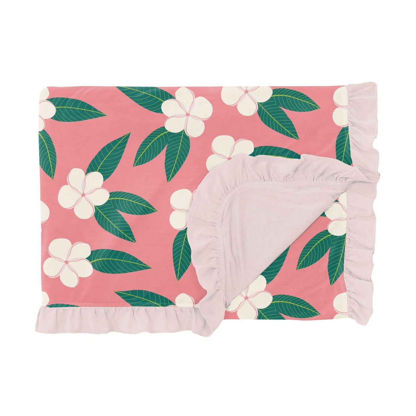 Throw Blanket with Ruffles (Double Layer) - Strawberry Plumeria