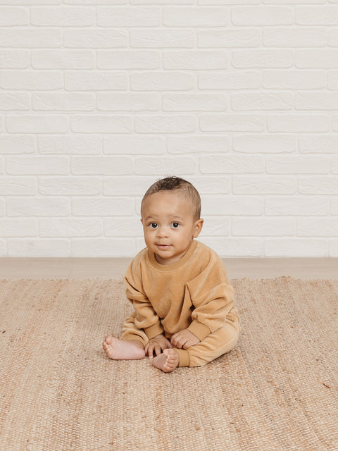 Drop Shoulder Sweatshirt (Velour) - Honey