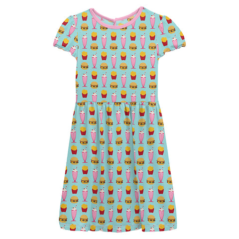 Flutter Sleeve Twirl Dress - Summer Sky Cheeseburger
