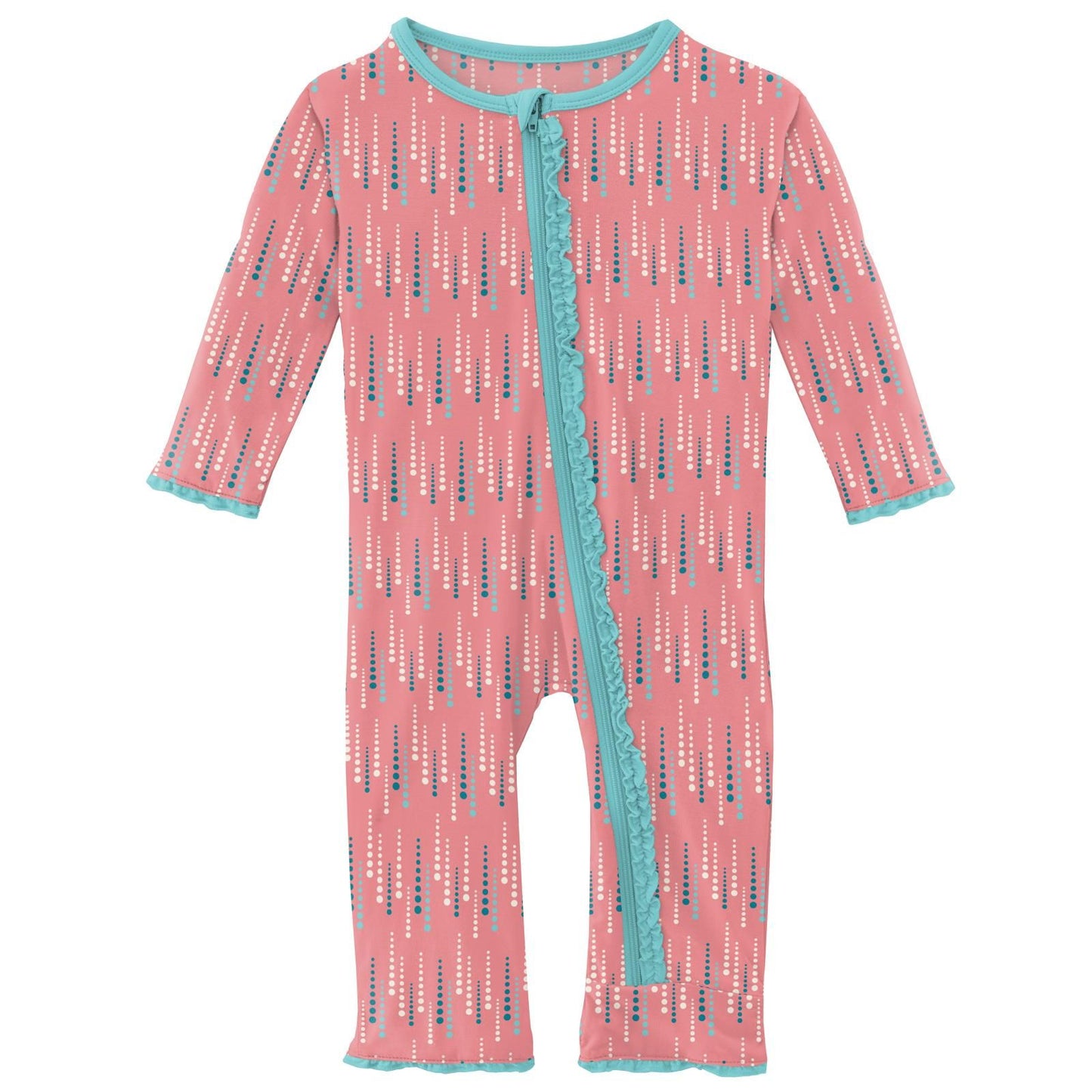 Coverall with Muffin Ruffles (Snaps/Zipper) - Strawberry Icicles