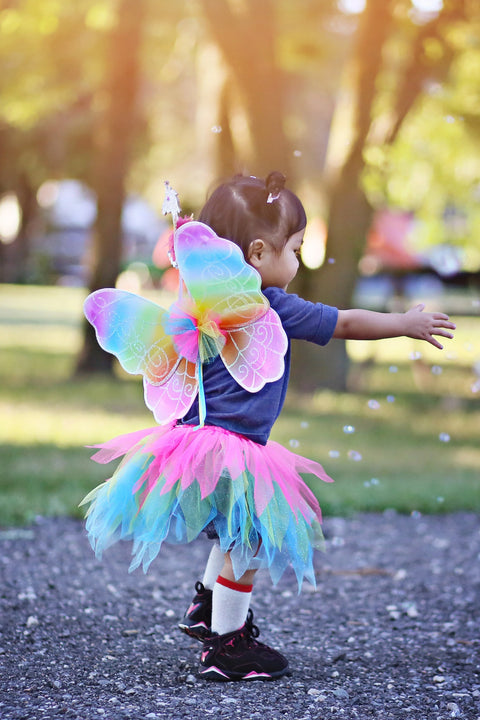 Dress Up - Neon Rainbow Skirt, Wings & Wand