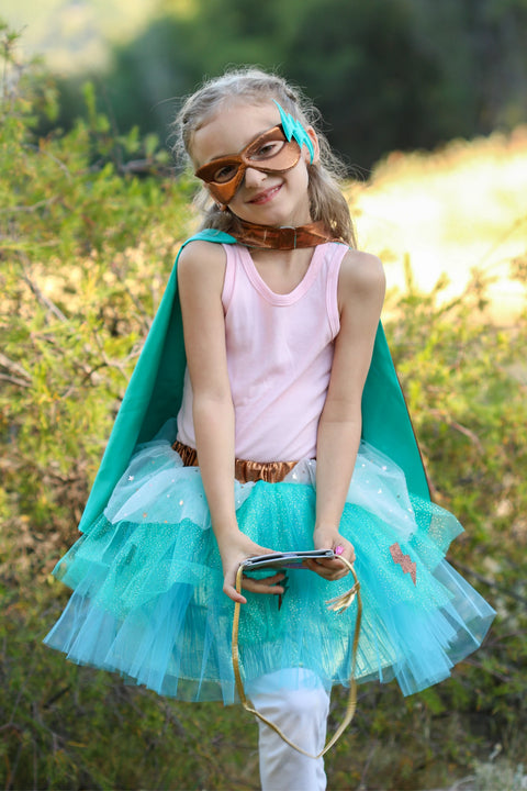 Dress Up - Super-Duper Cape, Tutu & Mask (Teal & Bronze)