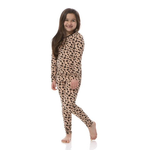 2 Piece Pajama Set (Long Sleeve) - Suede Cheetah Print