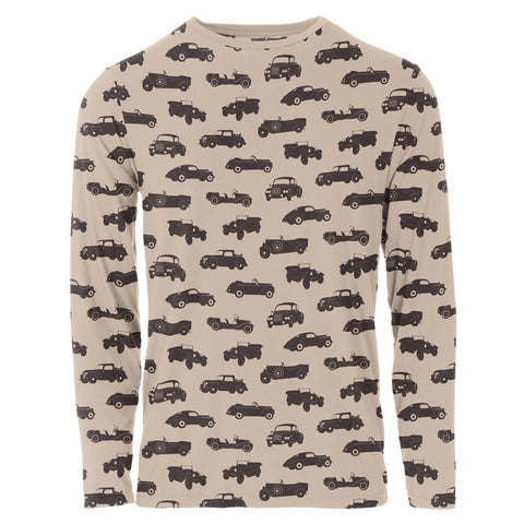 Men's Crew Neck Tee (Long Sleeve) - Burlap Vintage Cars
