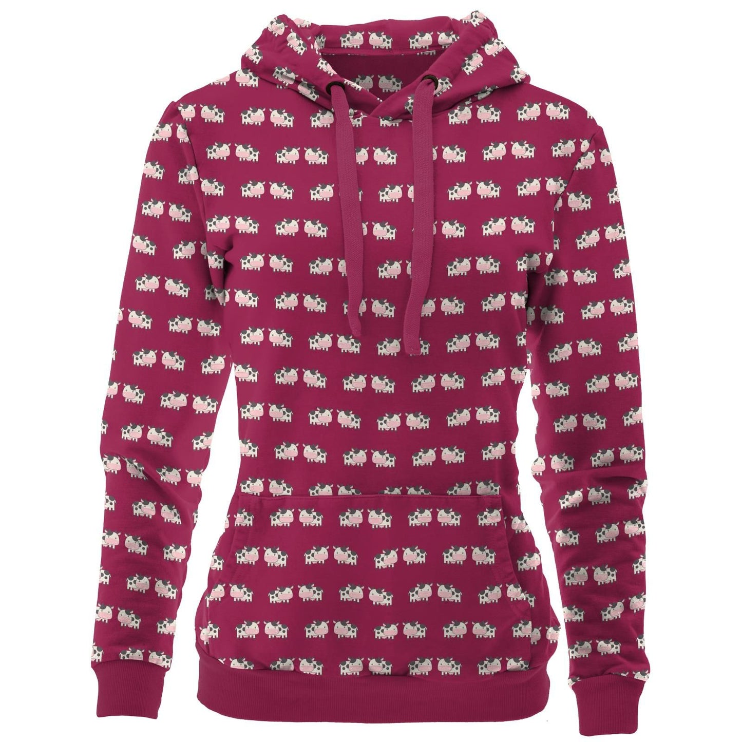 Women's Fleece Hoodie - Berry Cow