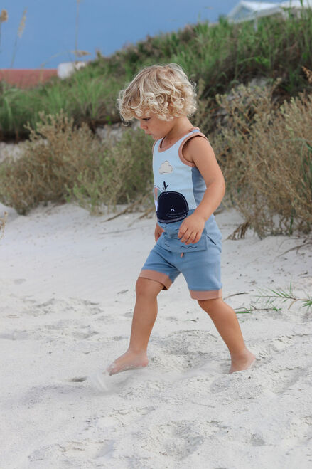 Tank + Bike Short Set - Whale Applique