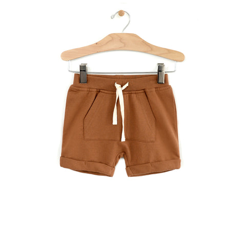 Last One - Size 2T: Kangaroo Pocket Shorts - Toffee
