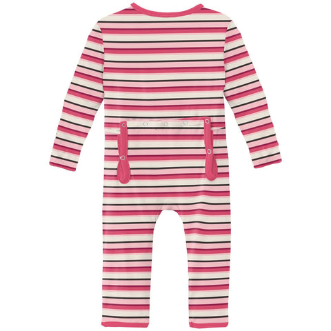Coverall (Snaps/Zipper) - Winter Rose Stripe
