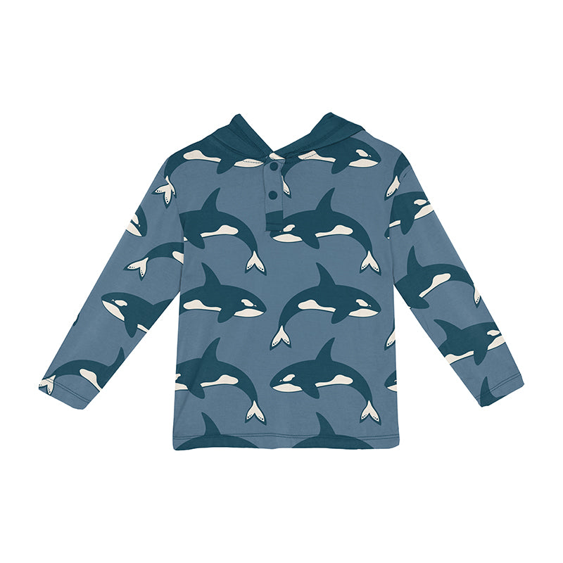 Hoodie Tee (Long Sleeve) - Parisian Blue Orca