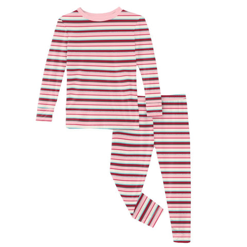 Last One - Size 4T: 2 Piece Pajama Set (Long Sleeve) - Anniversary Bobsled Stripe