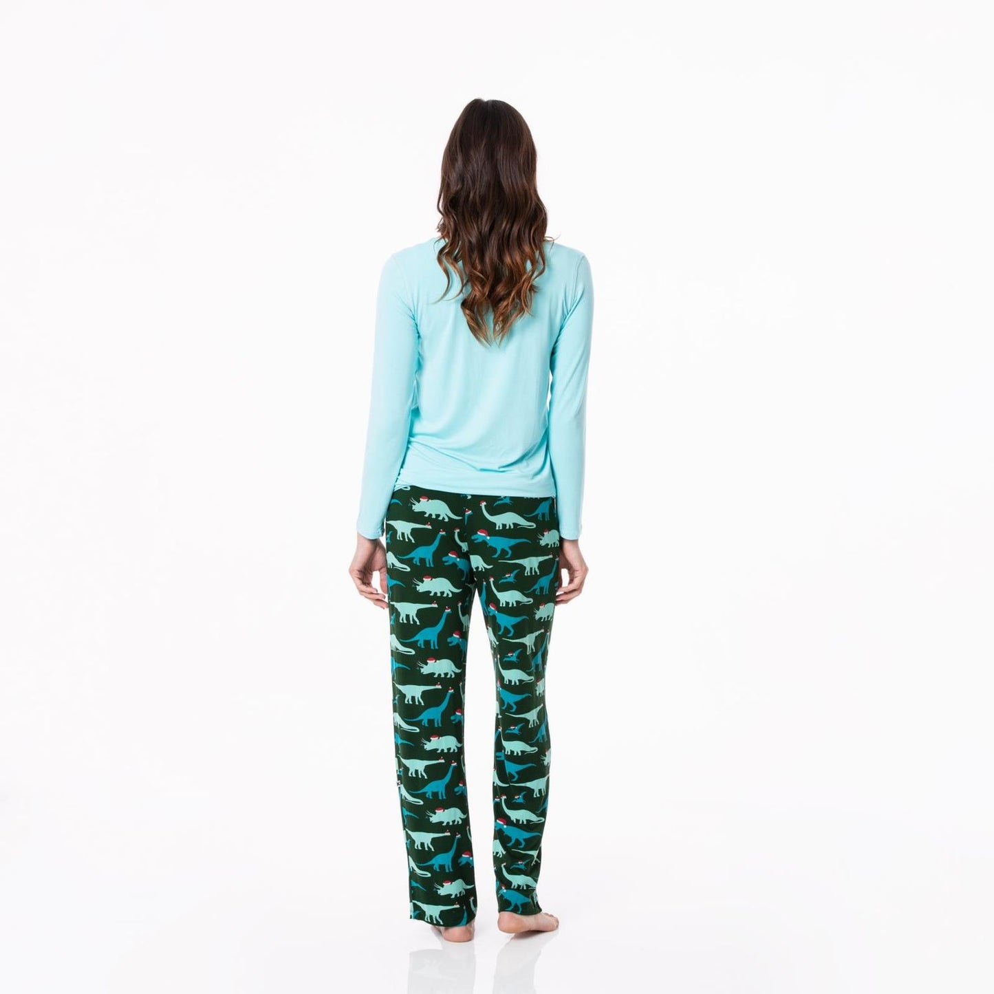 Women's Loosey Goosey Pajama Set (Long Sleeve) - Santa Dinos