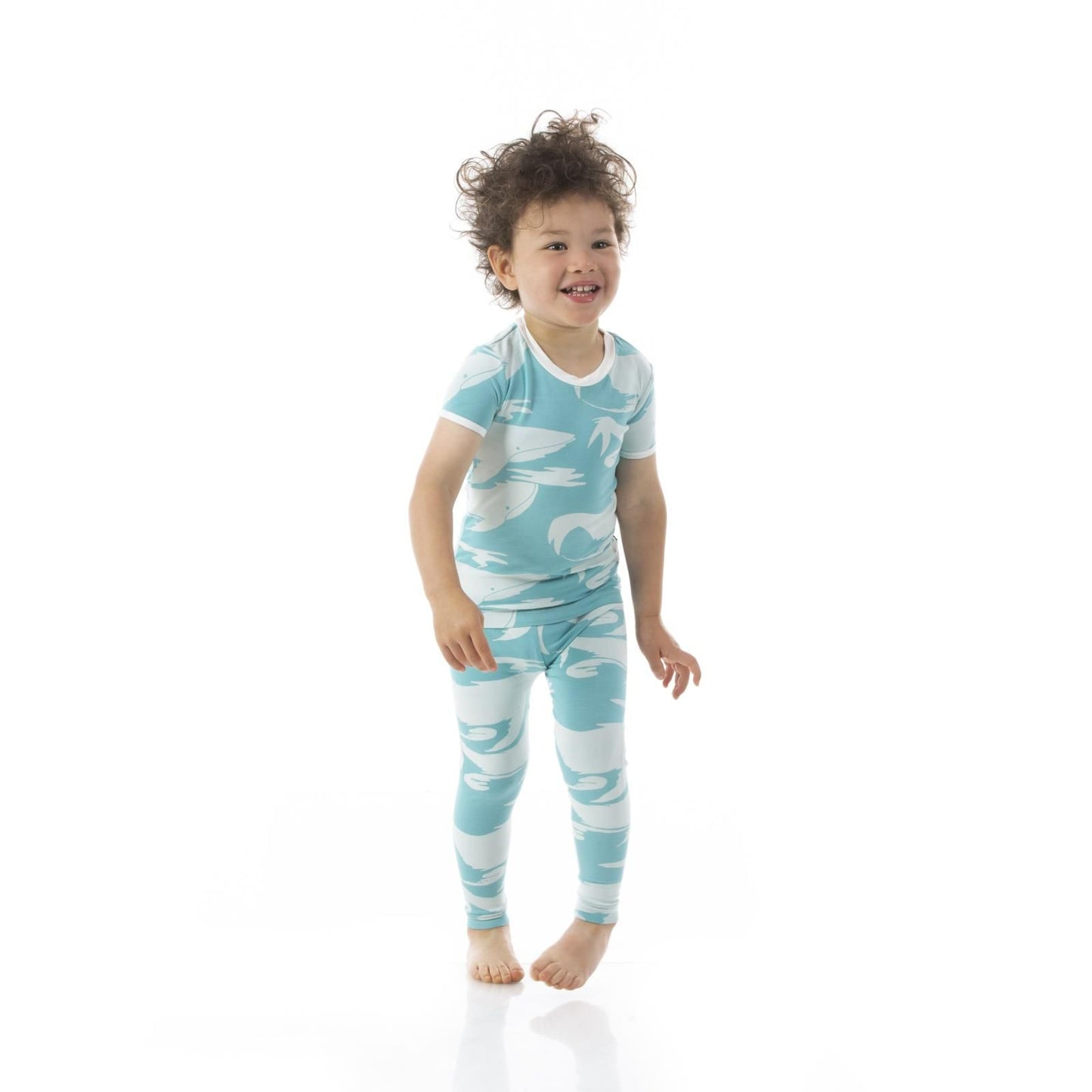 2 Piece Pajama Set (Short Sleeve) - Glacier Cloud Whales