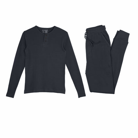 2 Piece Pajama Set (Men's) - Organic Thermal (Coal)
