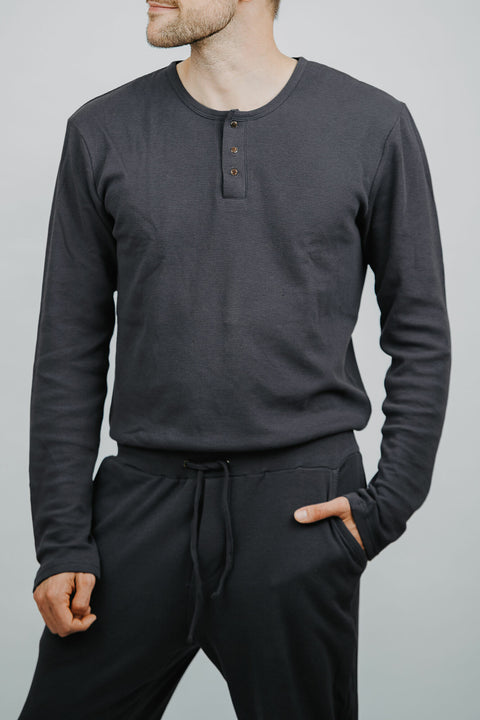 2 Piece Pajama Set (Men's) - Organic Thermal (Coal)