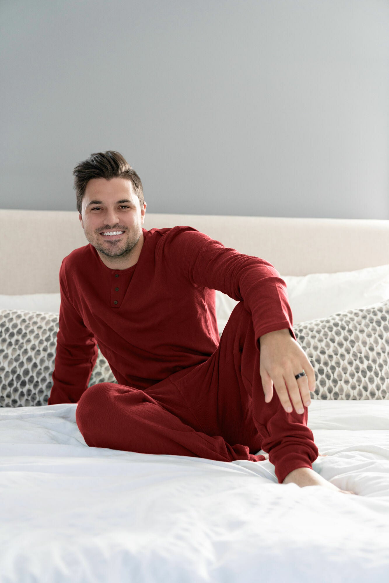 2 Piece Pajama Set (Men's) - Organic Thermal (Crimson)