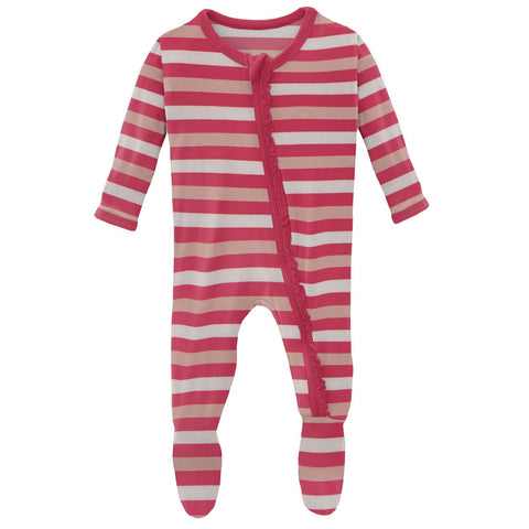 Footie with Muffin Ruffles (Snaps/Zippers) - Hopscotch Stripe