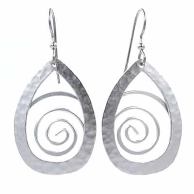 Earrings - Hammered Tear Drop Swirl