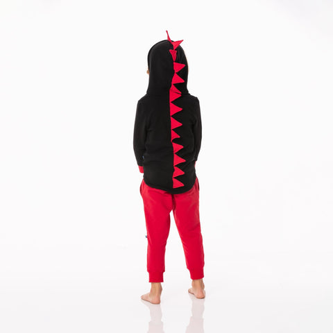 Dino Hooded Jacket (Fleece) - Midnight with Crimson