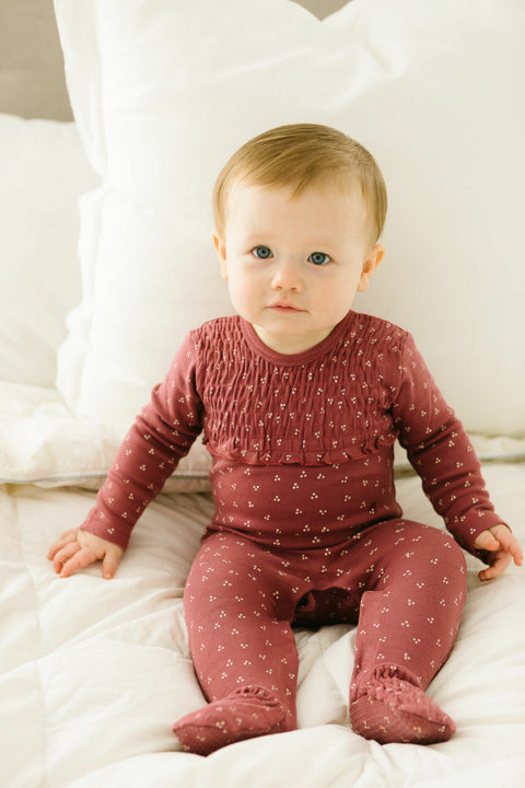 Footie Smocked - Appleberry Dots