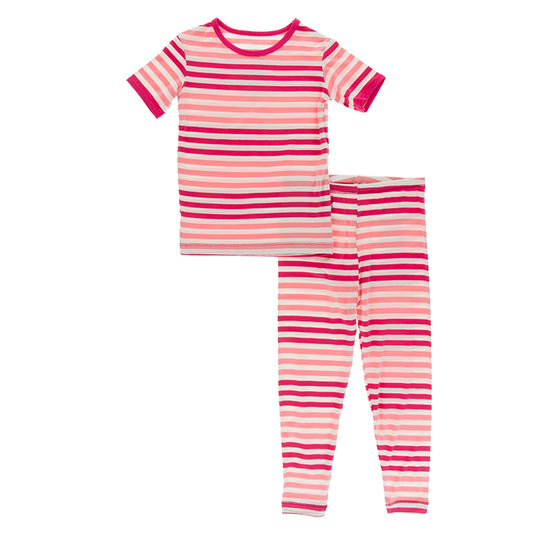 2 PIece Pajama (Short Sleeve) - Forest Fruit Stripe