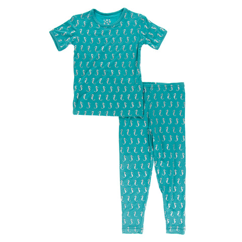 Last One - Size 2T: 2 Piece Pajama (Short Sleeve) - Neptune Mini Seahorses