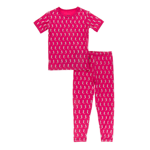 Last One - Size 4T: 2 Piece Pajama (Short Sleeve) - Prickly Pear Mini Seahorses